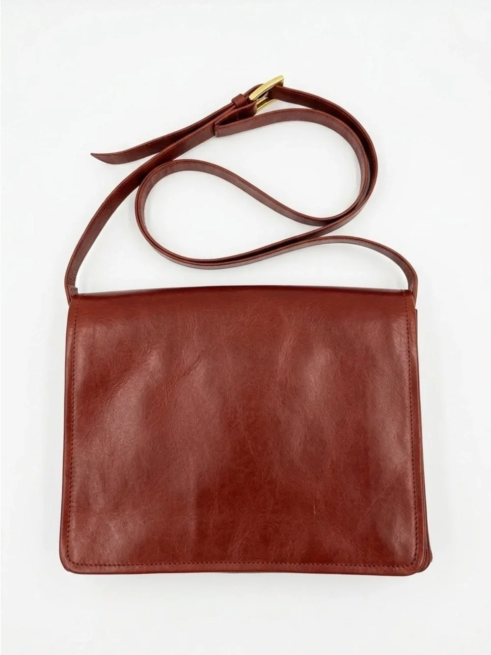 Classic Brown Leather Crossbody Bag - Unbranded